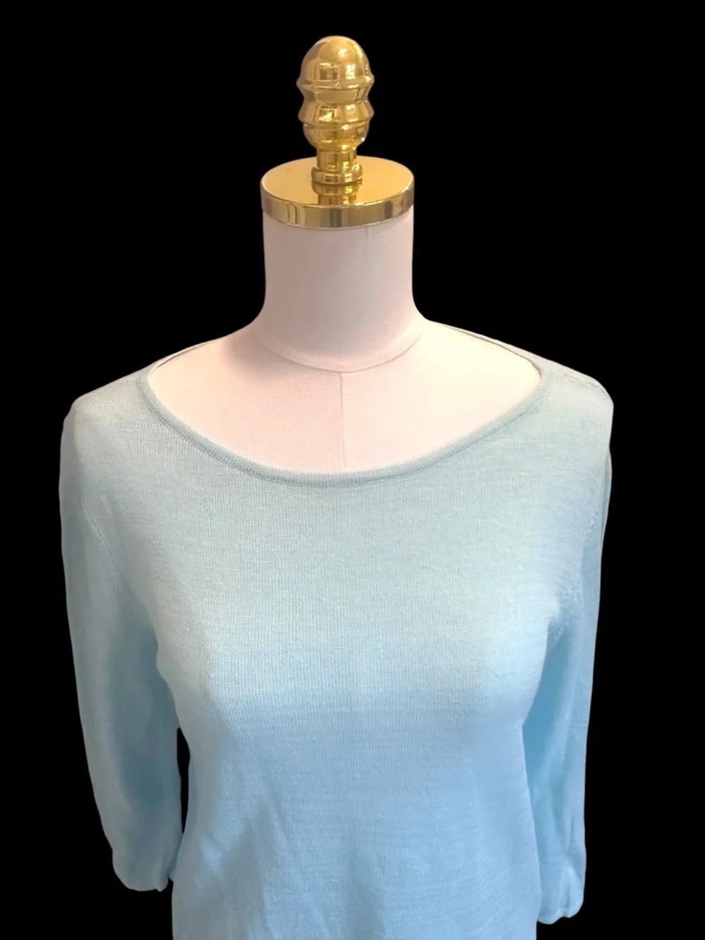 Pure Jill Linen Blend Tunic Sweater Light Blue Mesh Hem Size S Boho Coastal